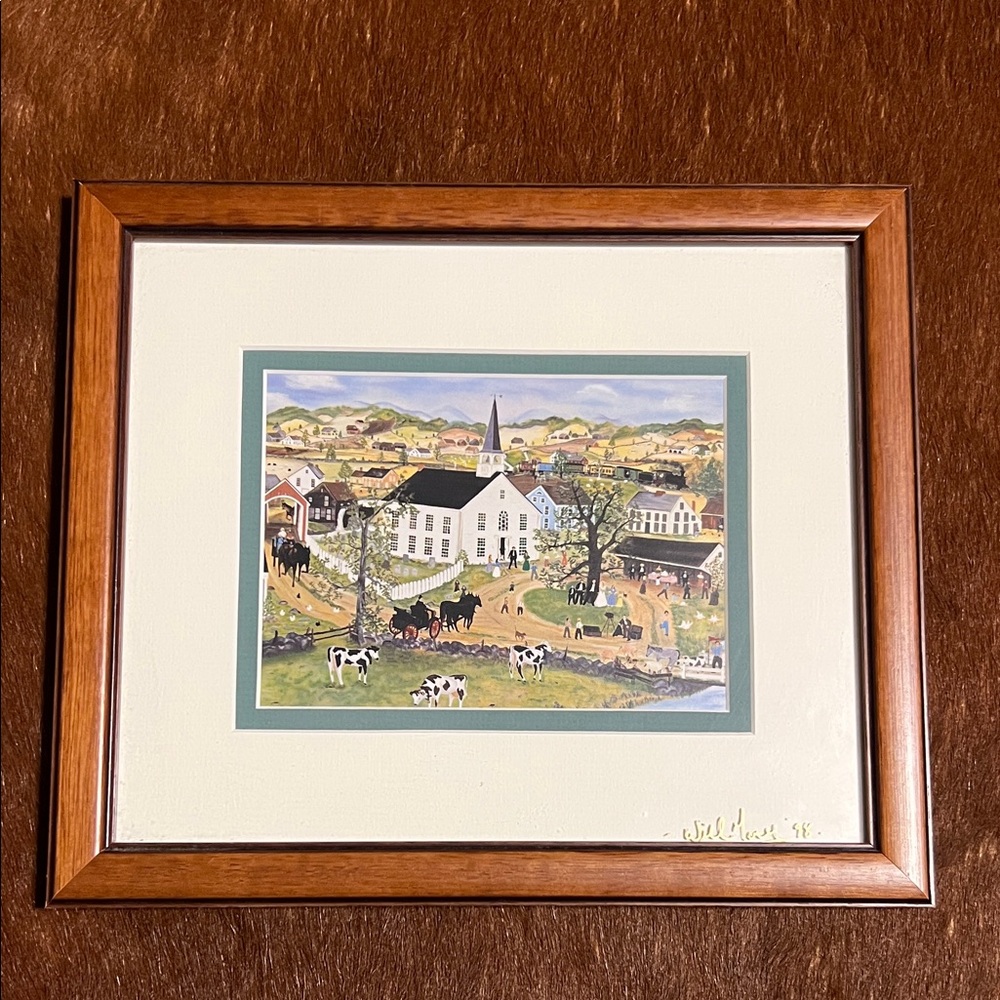 Framed Will Moses Signed Print, signed “Will Moses’98” in the lower right corner